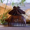 Artisanal Wooden Comb Hand-Carved with Intricate Butterfly Design