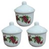 Beautiful Ceramic Sugar Bowl with Persian Pattern Gol Sorkhi 3 Pcs