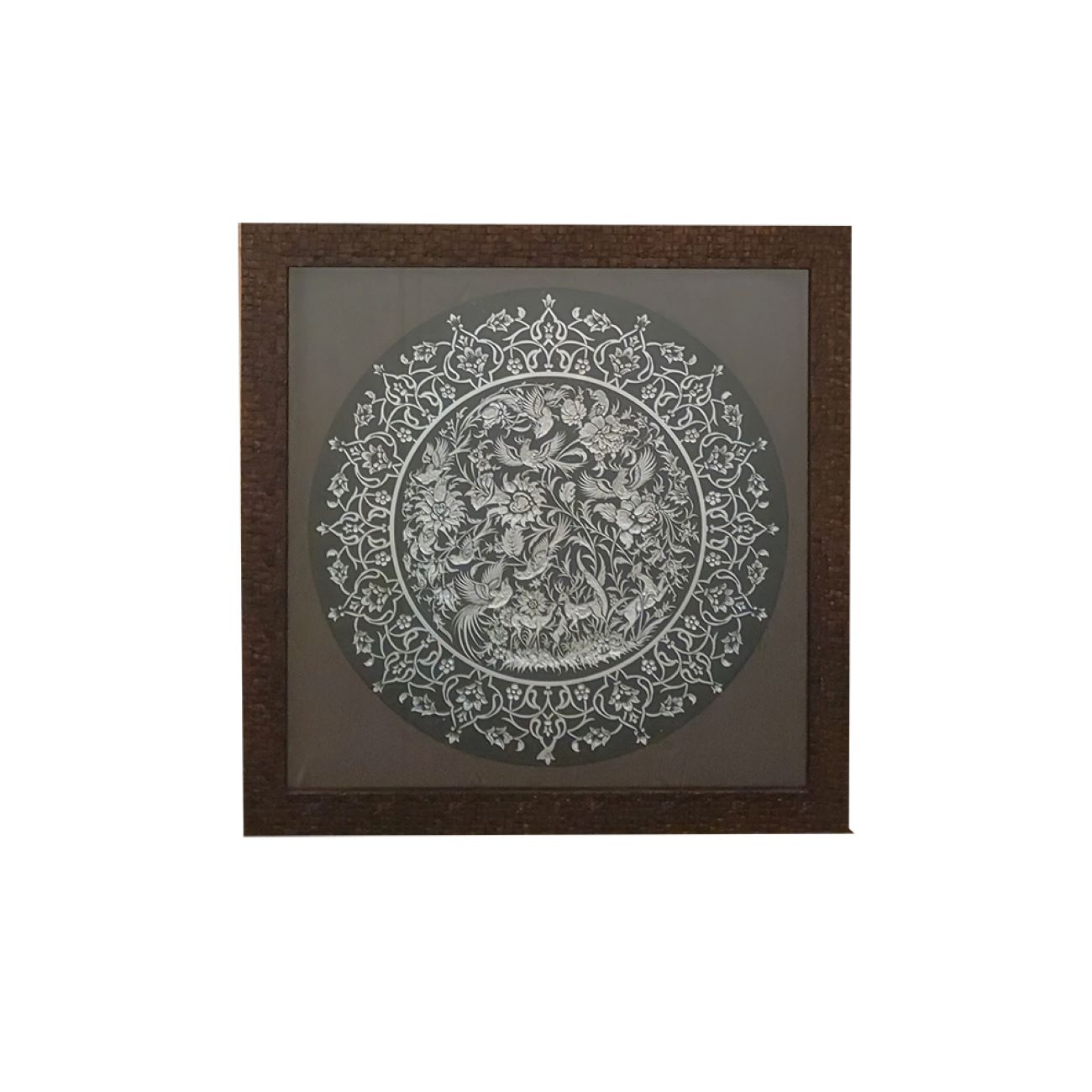 Bird and Flower Engraving in Brass Wall Frame - Timeless Design