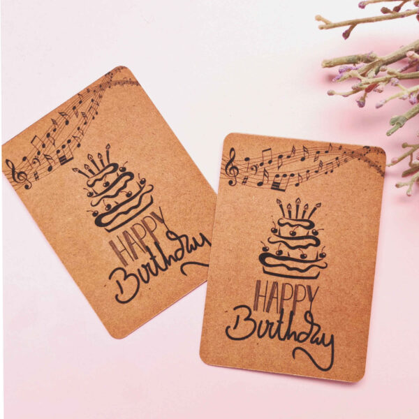 Birthday Card with Cake Pattern and Unique Decoration (x8)