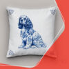 Blue Italian Majolica Design with Animal Patterned Pillow Cover (2x)