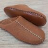 Brown Wool Felt Slippers with Handcrafted Decorative Stitching