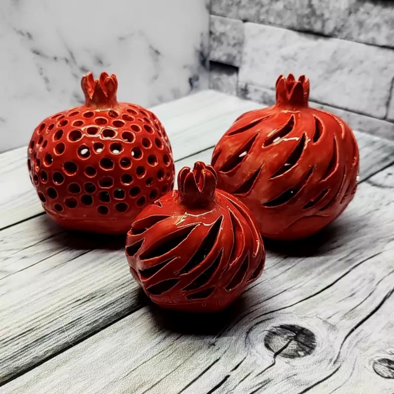 Ceramic Candle Holder Pomegranate Style 2 Pcs– A Decorative Touch for Your Home Ambiance