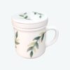 Ceramic Herbal Tea Infuser Mug with Lid, White