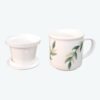 Ceramic Herbal Tea Infuser Mug with Lid, White