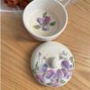Ceramic Sugar Bowl with Beautiful Floral Pattern & Lid