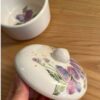 Ceramic Sugar Bowl with Beautiful Floral Pattern & Lid
