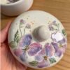 Ceramic Sugar Bowl with Beautiful Floral Pattern & Lid
