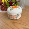 Ceramic Sugar Bowl with Soft Colors and Elegant Floral Design