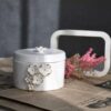 Ceramic Sugar Bowl with an embossed flower design & Lid