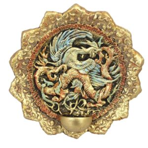 Ceramic Wall Plate Candle Holder – Artisanal Design Dragon Style