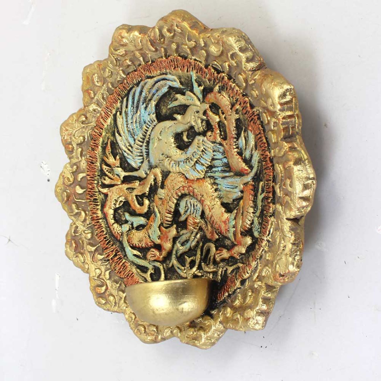 Ceramic Wall Plate Candle Holder – Artisanal Design Dragon Style