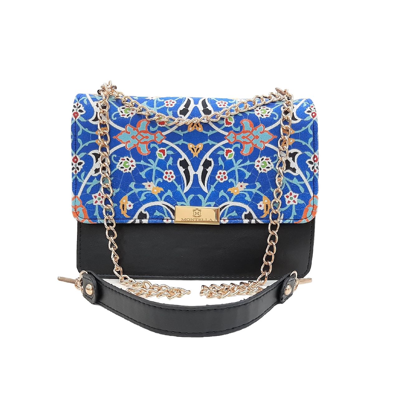Chain Strap Handbag & Coordinating Scarf Set with Iranian Traditional Design
