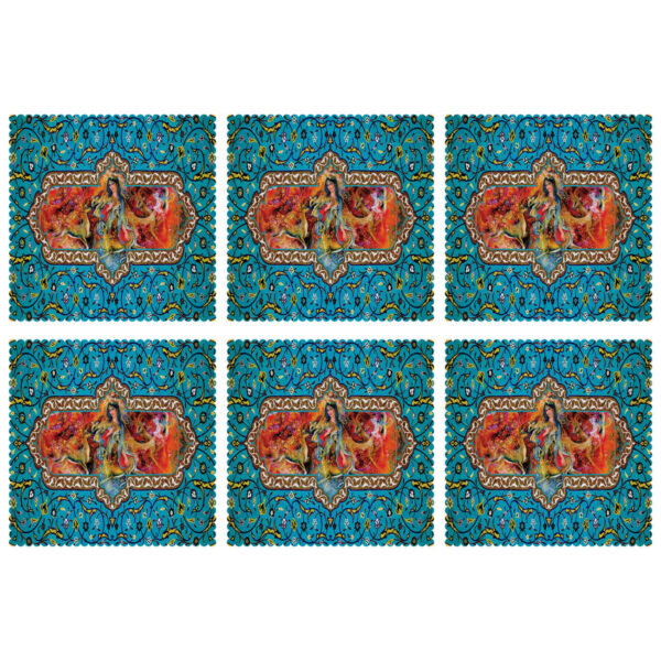 Classic Persian Miniature Placemat – Perfect for Dining Decor (Set of 6)