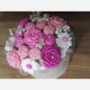 Decorative Candle Flower Box with Floral Design in Pink