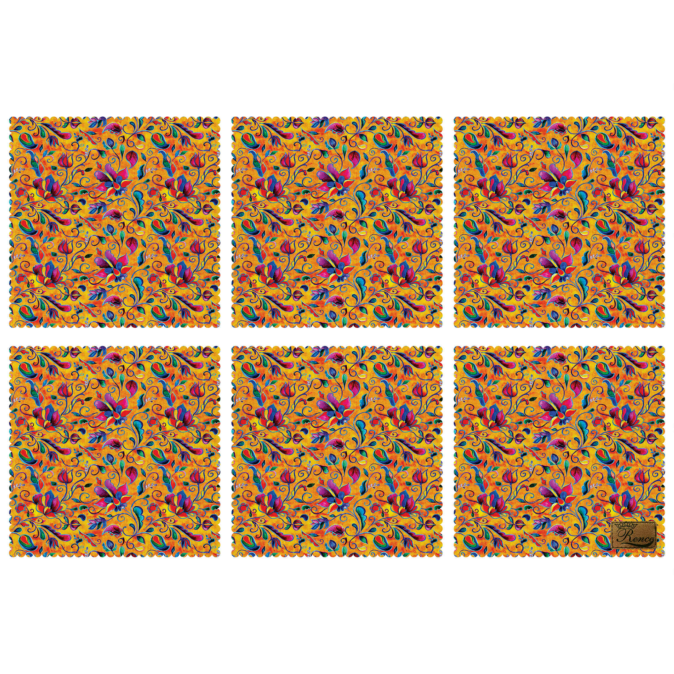 Decorative Floral Print Placemat – Perfect for Dining Décor (Set of 6)