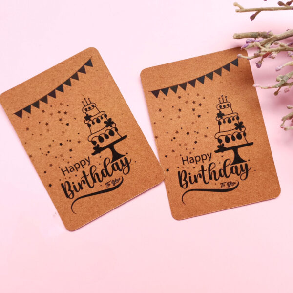 Delicate Cake and Artistic Pattern on a Birthday Card (x8)