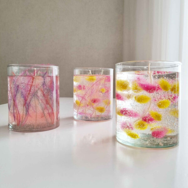 Dried Flower Gel Paraffin Glass Jar Candle – Handcrafted Design