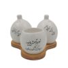 Elegant Ceramic Shakers Set Include Tootpick Holder with Persian Calligraphy
