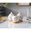 Elegant Ceramic Shakers Set Include Tootpick Holder with Persian Calligraphy