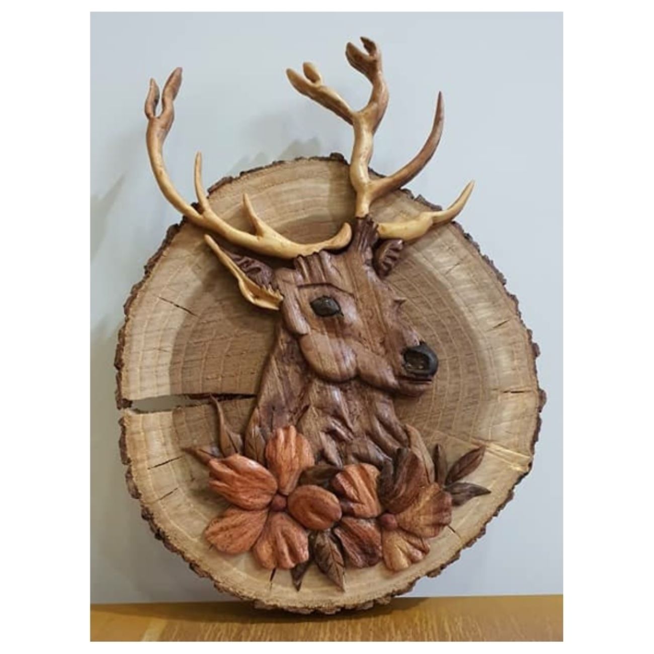 Elegant Handcrafted Deer Marquetry Art A Timeless Piece of Nature’s Beauty