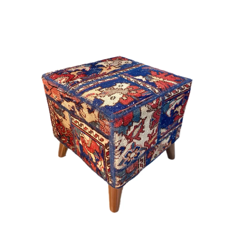 Elegant Iranian Carpet Pouf A Blend of Culture and Comfort