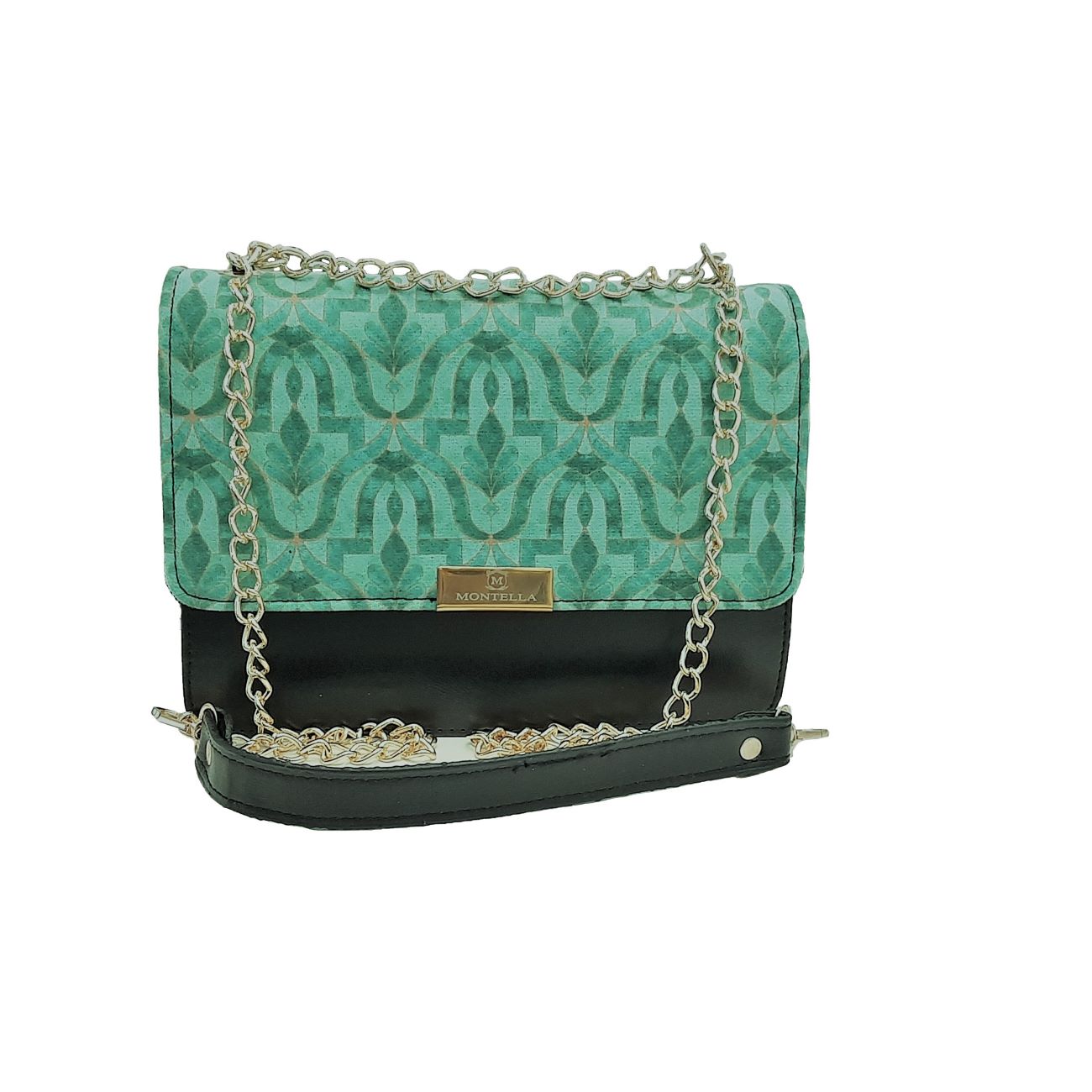 Elegant Shoulder Bag with Chain and Matching Scarf