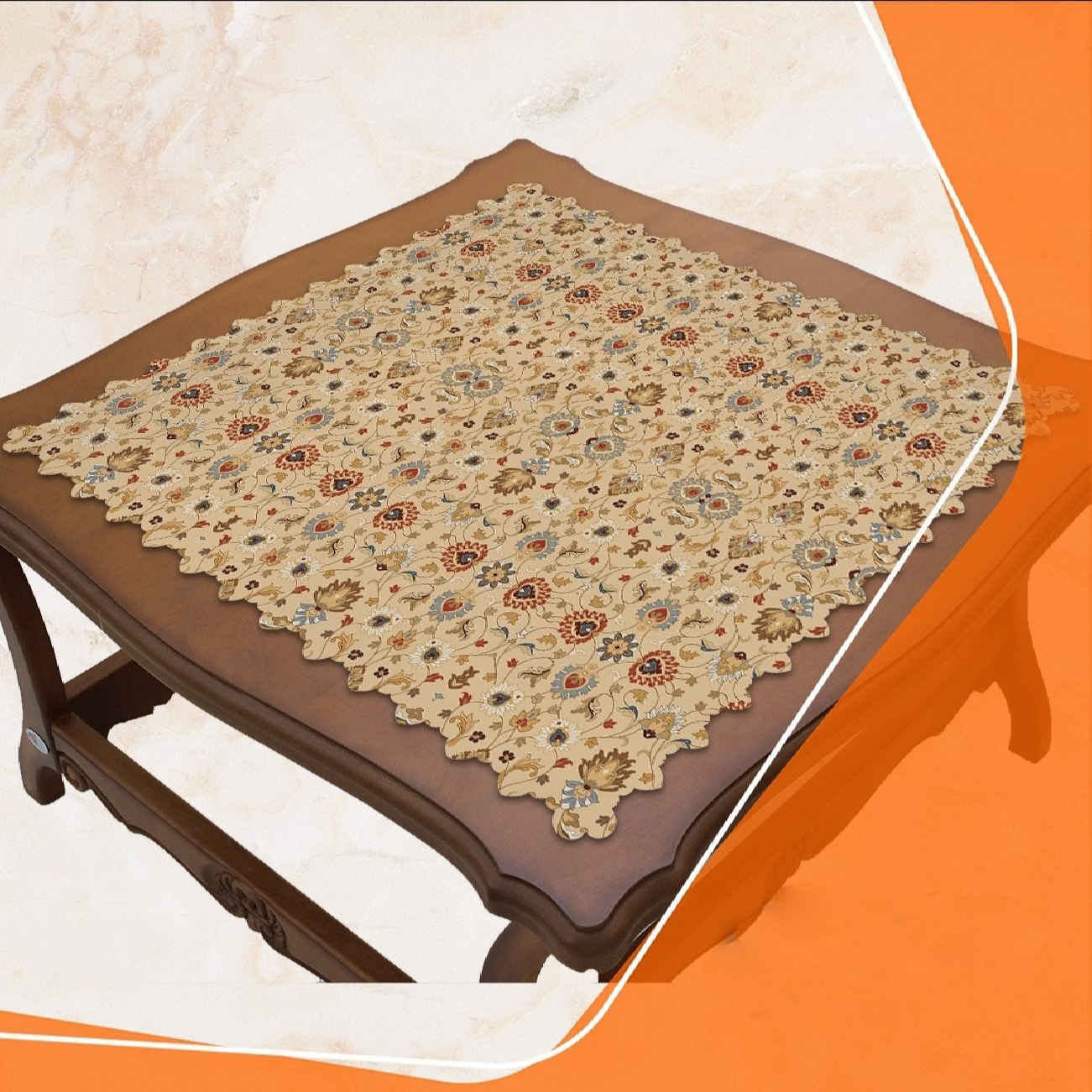 Elegant Velvet Tablecloth with Geometric Floral Design
