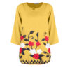Embroidered Three Quarter Sleeve Blouse for Women – Floral Yellow