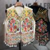 Embroidered Vest with Floral & Bird Design for Women