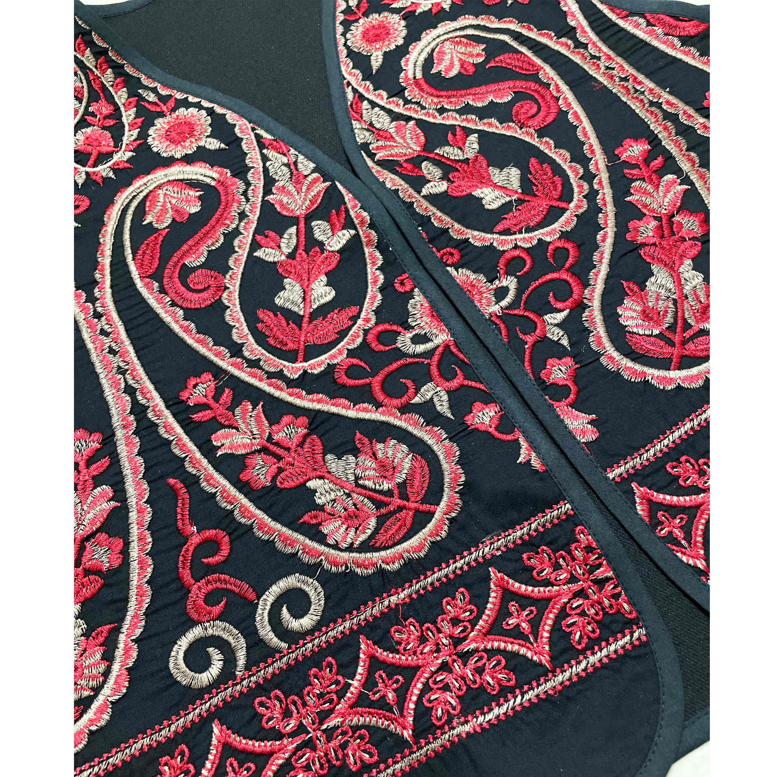 Embroidered Vest with Floral Red Design for Women