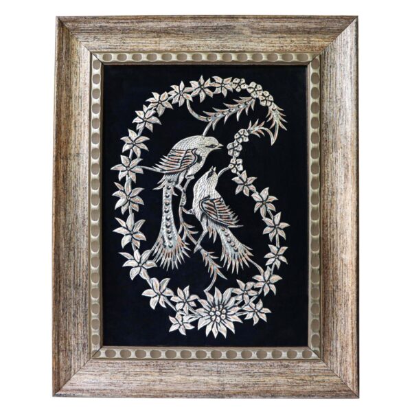 Engraved Panel of Two Birds with Boteh Jegheh Design
