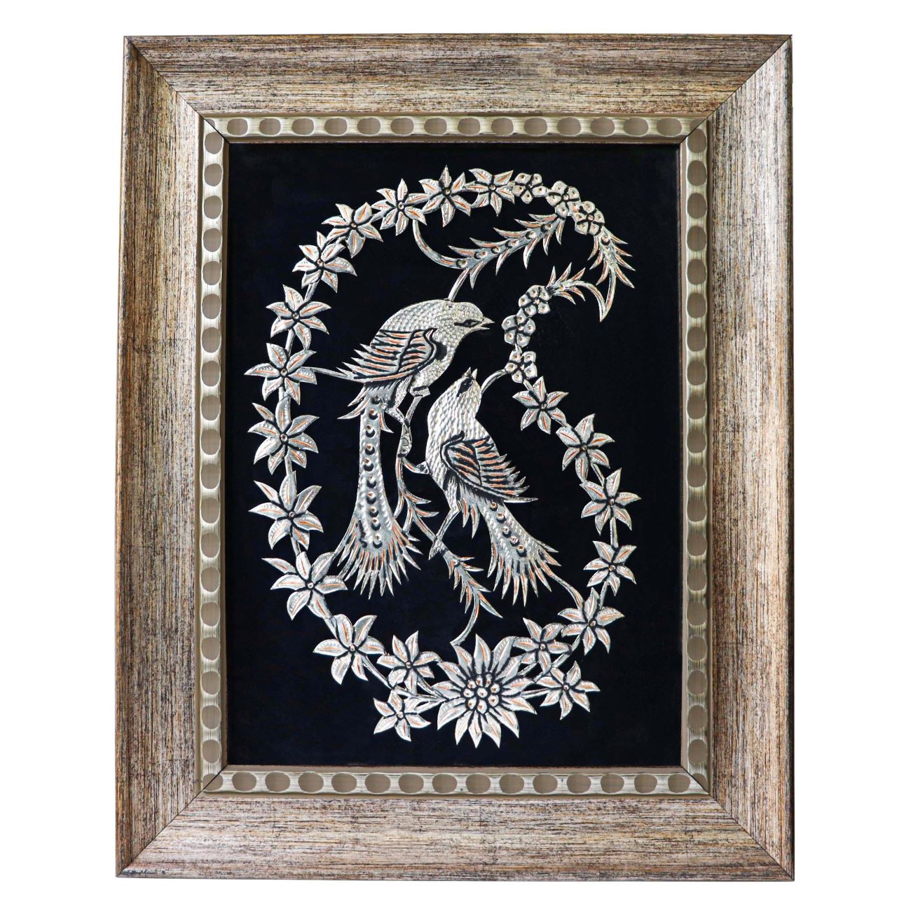 Engraved Panel of Two Birds with Boteh Jegheh Design