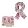 Fashionable Chain Strap Bag with Coordinated Scarf - Floral Design