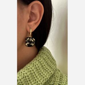 Steel Minakari Handmade Enamel Drop Earrings with Gemstones