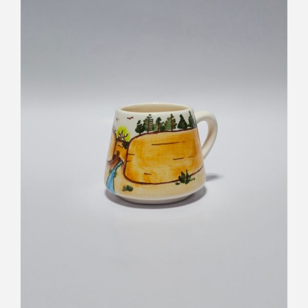 Hand-Painted Ceramic Mug with Canyon Landscape Pattern