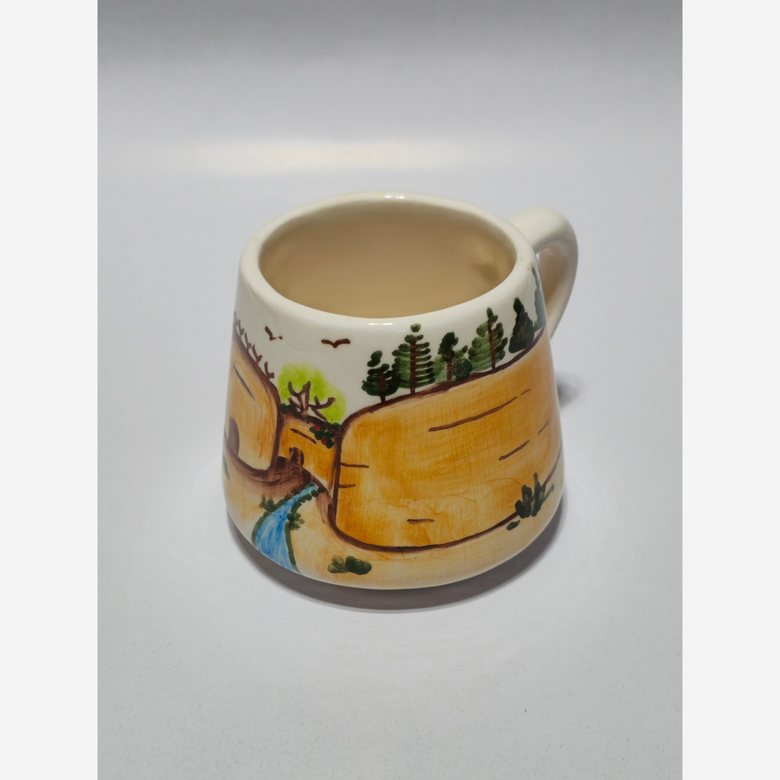 Hand-Painted Ceramic Mug with Canyon Landscape Pattern