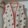 Handcraft Embroidered Vest with Red Flowers Design for Women