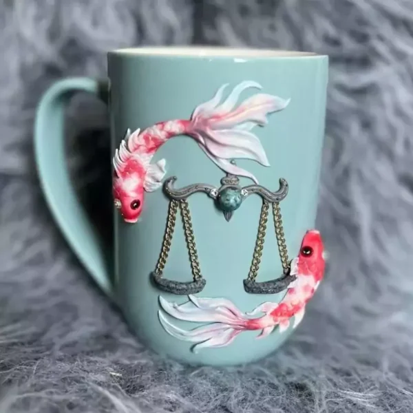 Handcrafted Ceramic Mug with Pisces Symbol – Stylish & Unique Design