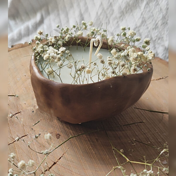 Handcrafted Concrete Jar Candle – Baby’s Breath Flower Design