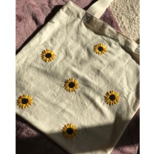 Handcrafted Embroidery Tote Bag – Beige Canvas