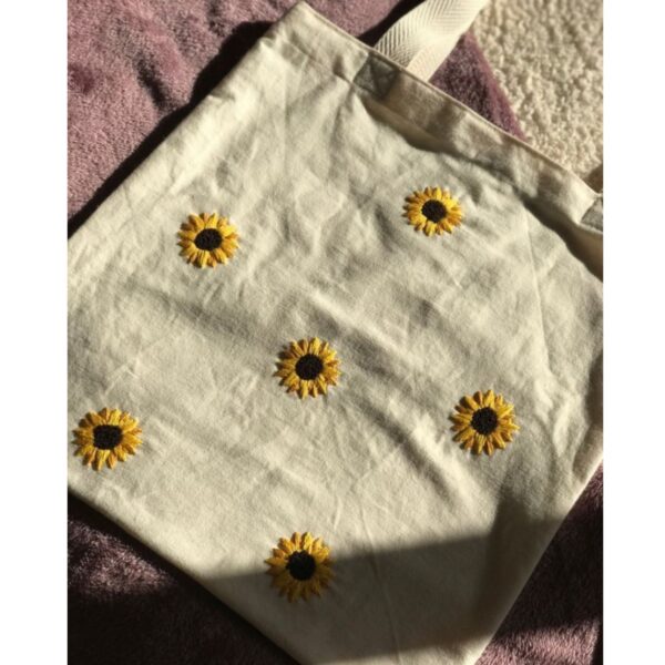 Handcrafted Embroidery Tote Bag – Beige Canvas