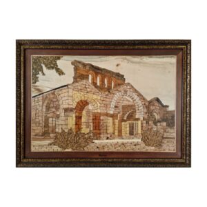 Handcrafted Marquetry Wall Panel with Stunning Church Design
