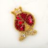 Handcrafted Pomegranate Brooch Pin with Leather & Pearl