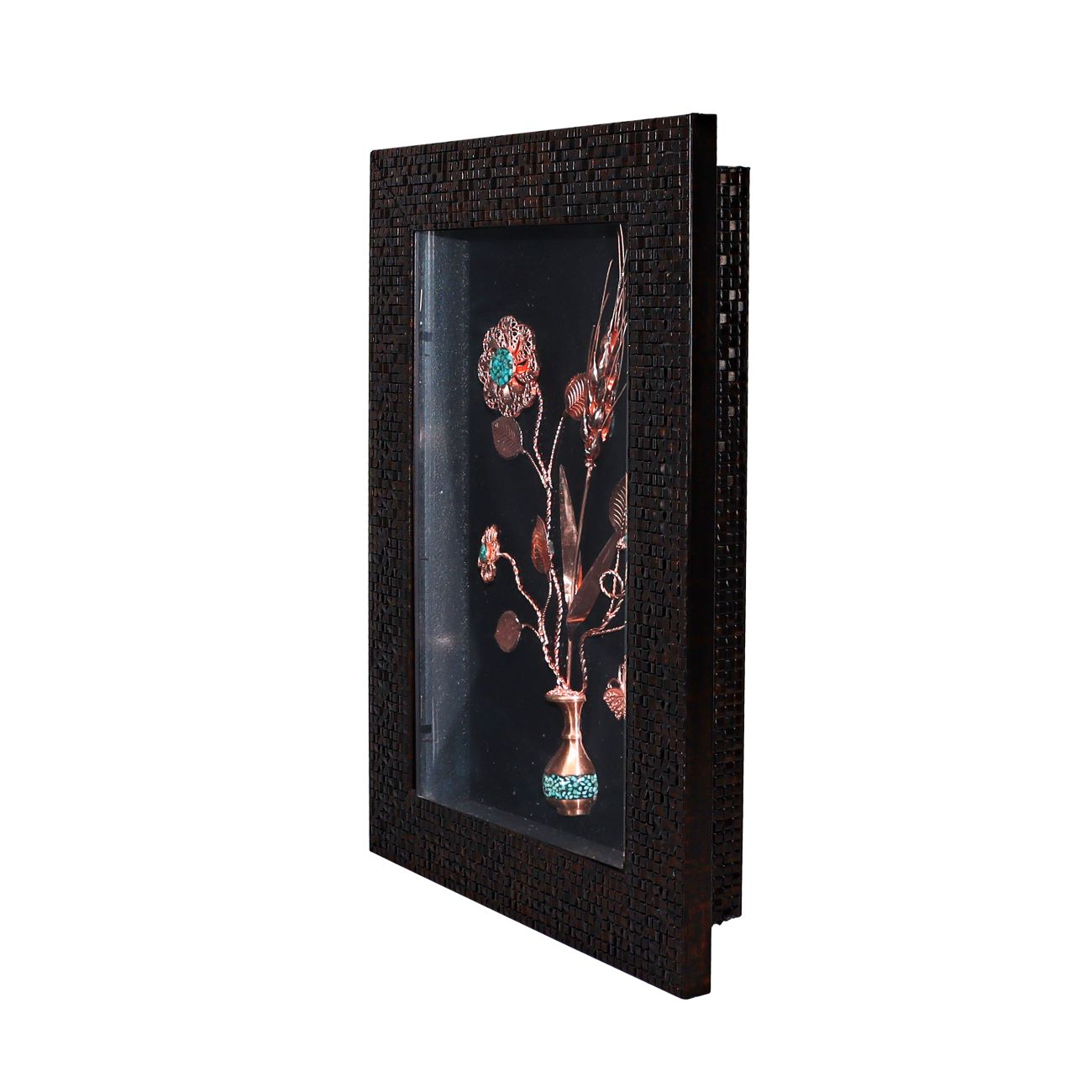 Handcrafted Wall Frame Turquoise Inlay Design – Flower Pot Model