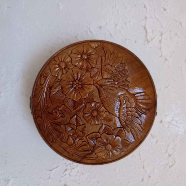 Handcrafted Walnut Jewelry Box with Elegant Bird and Flower Design