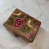 Handcrafted Wooden Jewelry Box with Painted Bird & Flower