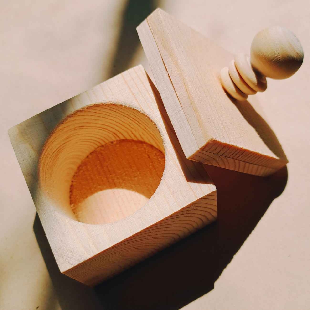 Handcrafted Wooden Small Jewelry Box in Light Brown