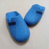 Handmade Blue Wool Felt Slippers with Intricate Textured Pattern