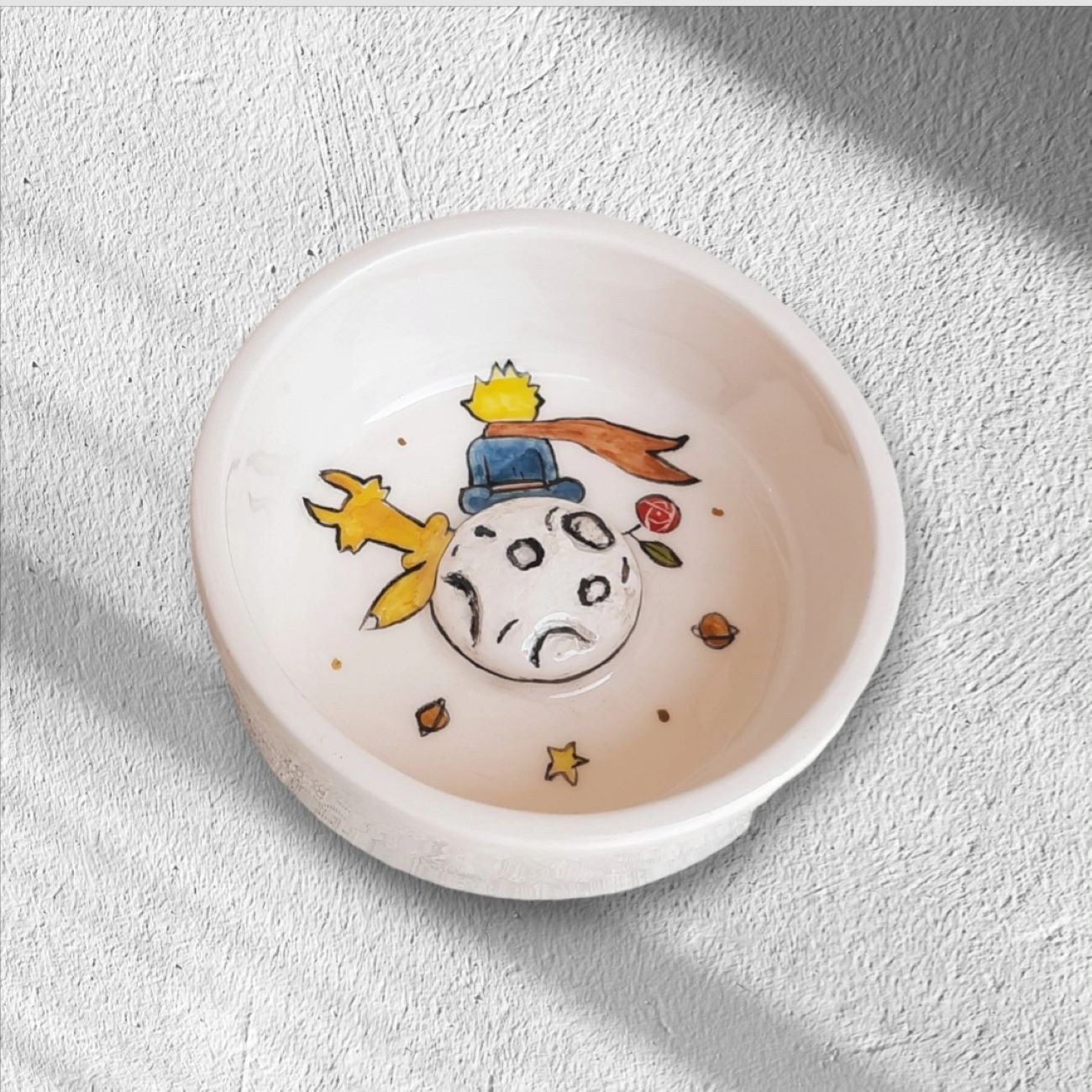 Handmade Ceramic Ashtray with The Little Prince Pattern